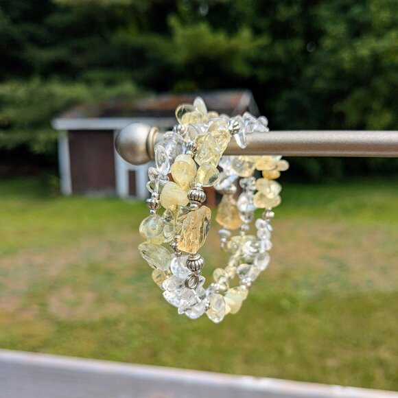Citrine and Clear Quartz Crystal Gemstone Bracelet - Picture 7 of 13